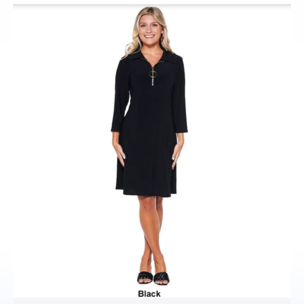 MSK Black Zip-Up Petite Dress